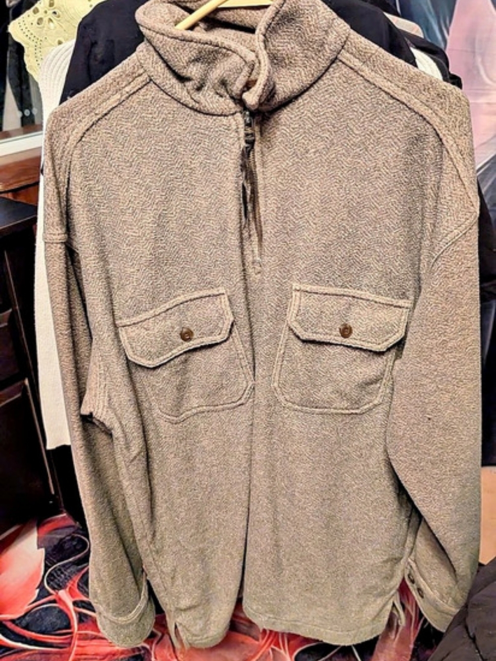Guess Fleece Utility Jacket in Brown Size Large